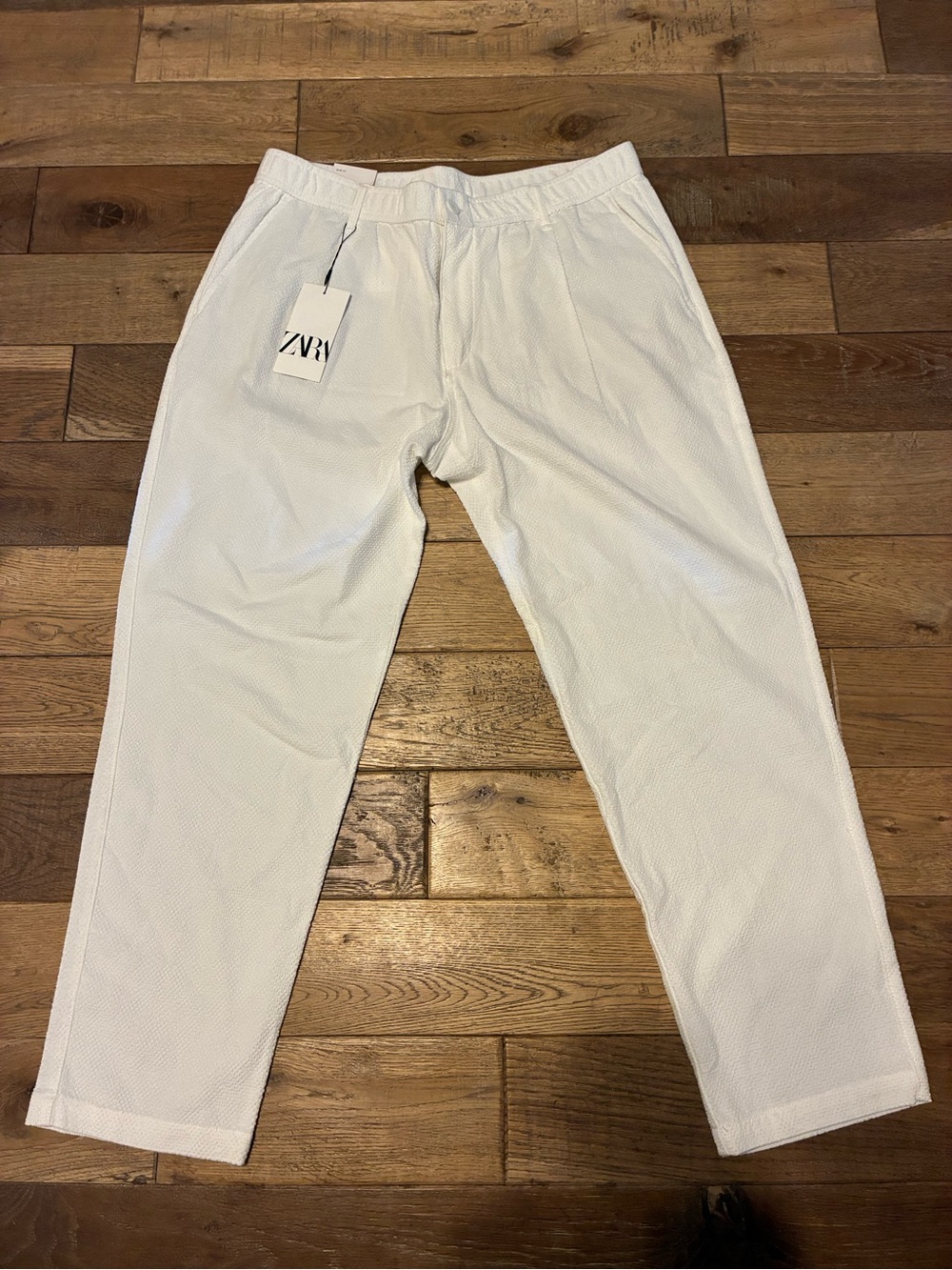 ZARA Men's White Textured Casual Pants XL